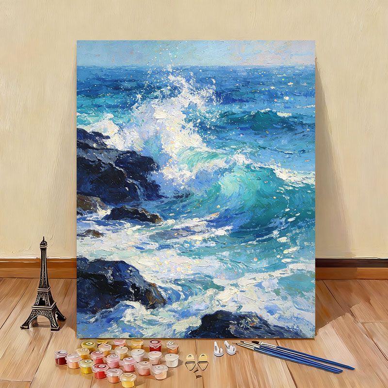 Ocean Wave Landscape Paint by Numbers Canvas Art Kit Stornfield