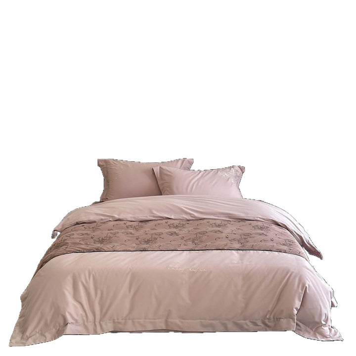 Botanical Panel Cotton-Sateen Duvet Cover Set with Reversible Floral Band & Envelope Closure