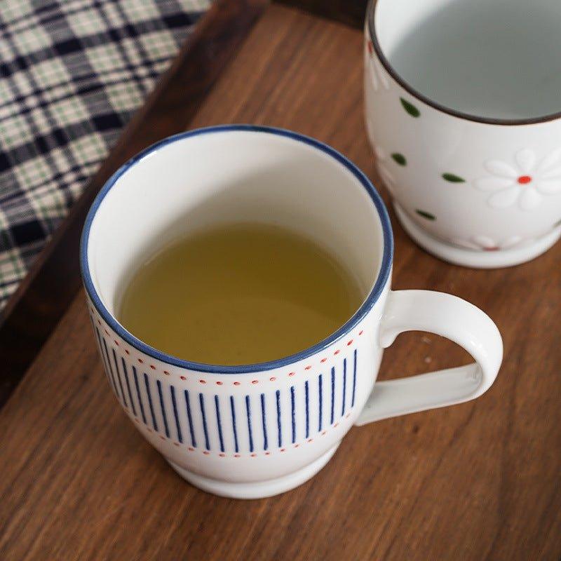 Japanese Nature Themed Ceramic Glazed Hand-Painted Tea Cups | Stornfield