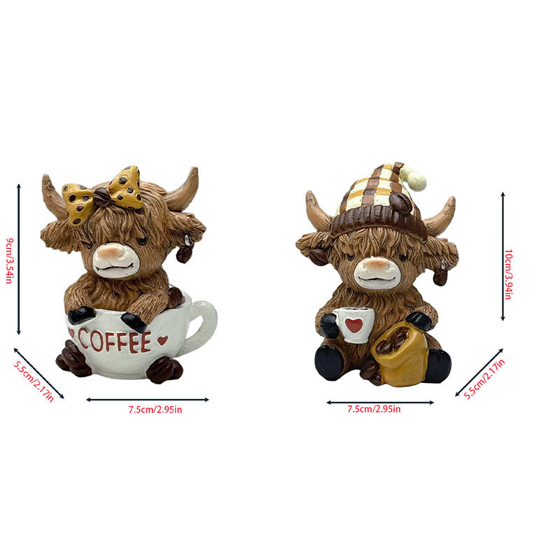 Decorative figure of a Highland cow with accessories Stornfield