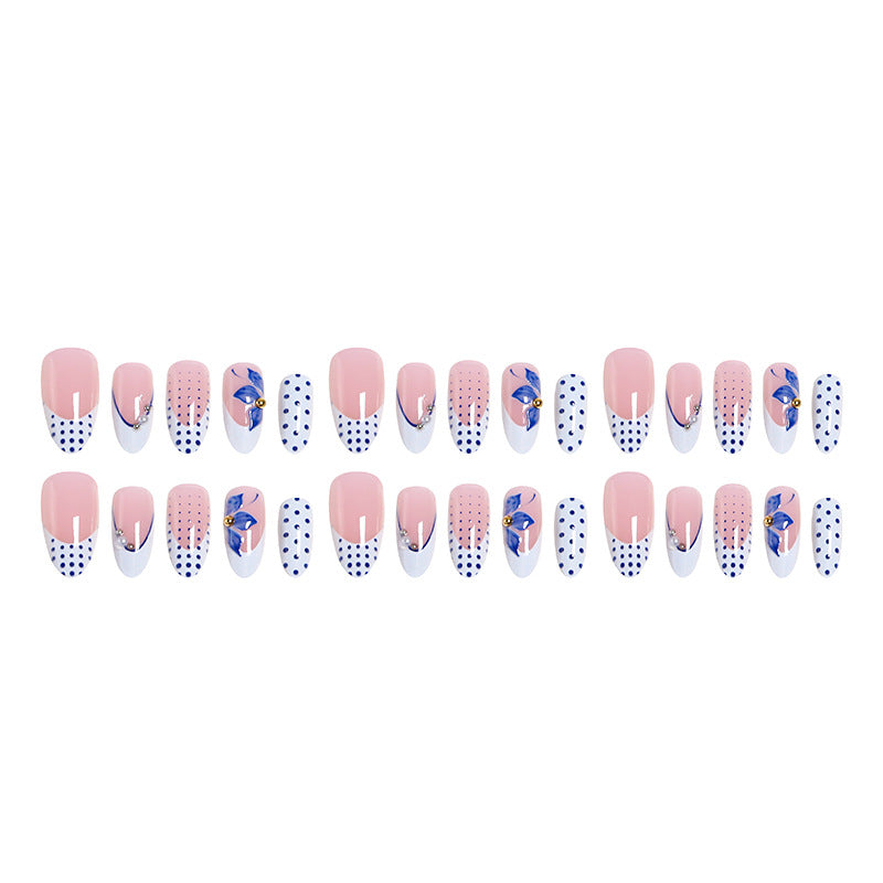 Artificial Nail Set with Decorative Polka Dots and Floral Accents Stornfield