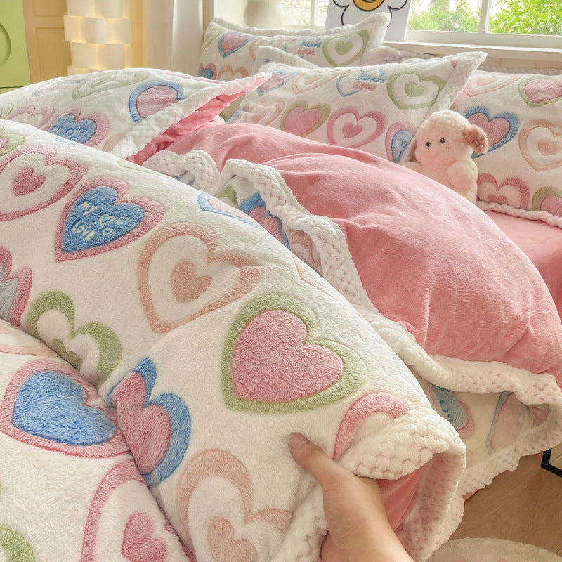 Cartoon Animal Plush Comforter Set