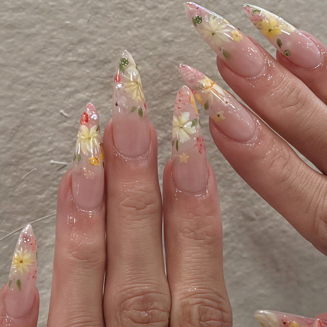 Floral Art Acrylic Nail Tips Stornfield