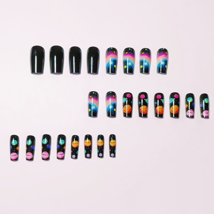 Artificial nails with Galactic Planet design Stornfield
