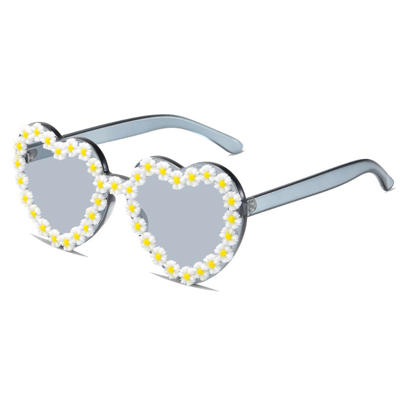 Ladies Love-Shaped Sunglasses with Floral Embellishments Stornfield