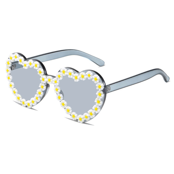 Ladies Love-Shaped Sunglasses with Floral Embellishments Stornfield