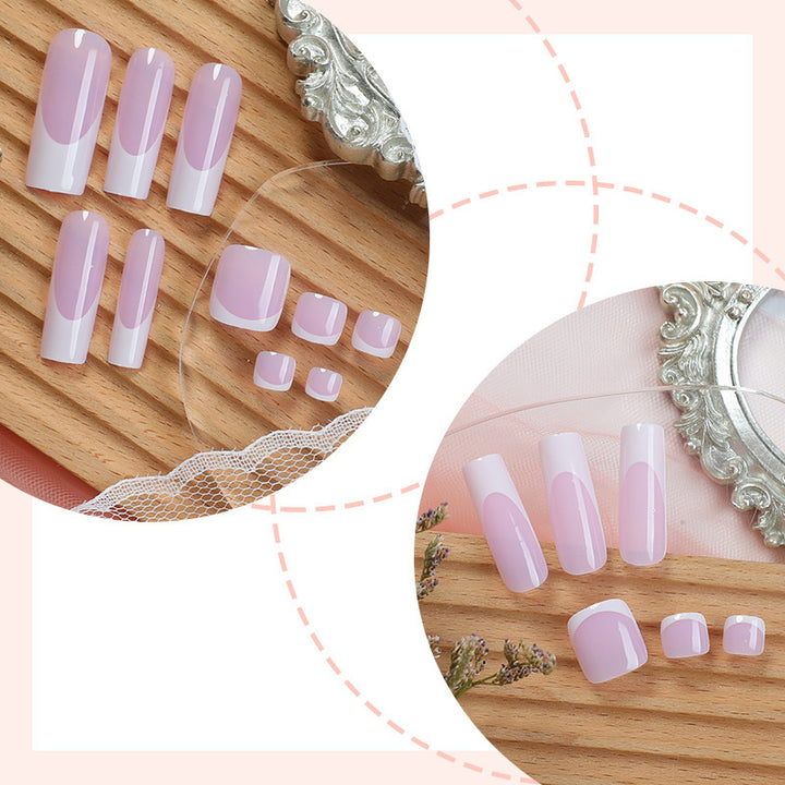 Creative Nail Set with Elegant French Tip and Glitter Effects Stornfield