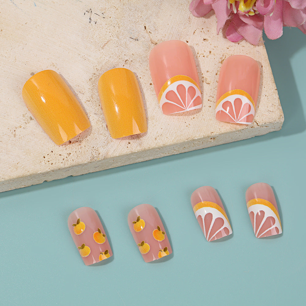 Artificial Nail Set with Fruity Lemon Design Stornfield