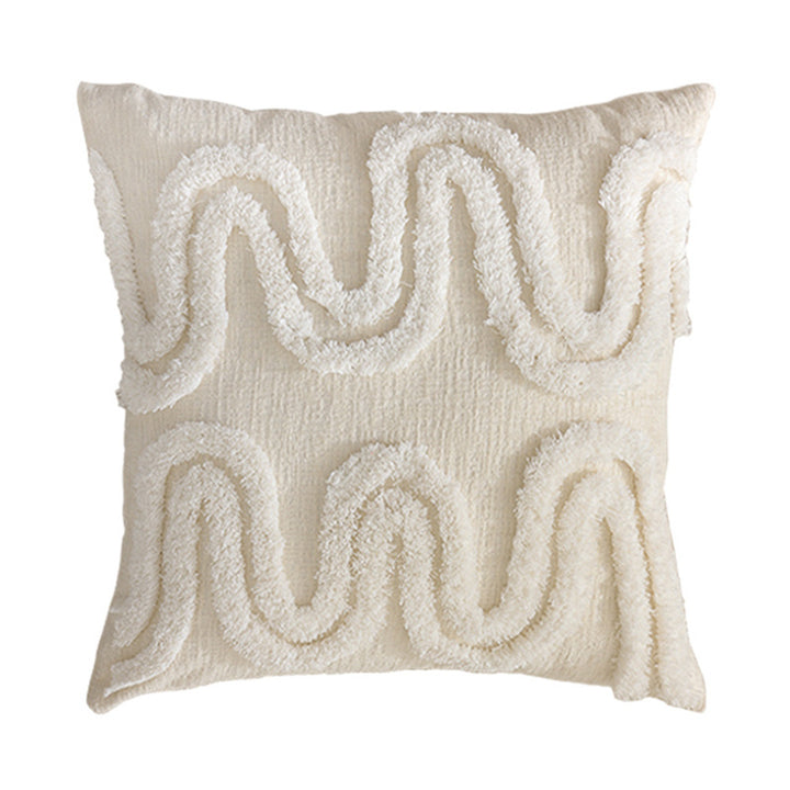 Decorative cushion cover with drawn leaf tufting and tassels Stornfield