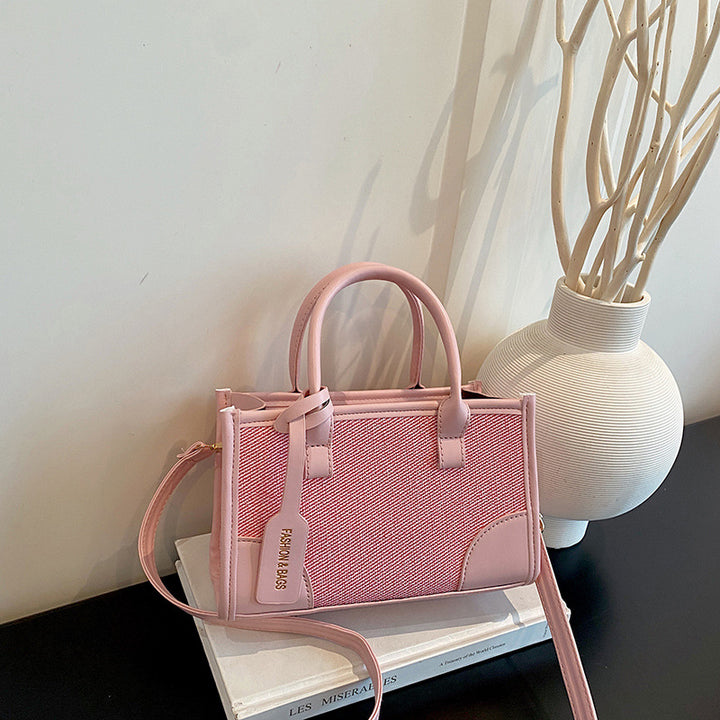 Structured Canvas and Faux Leather Tote