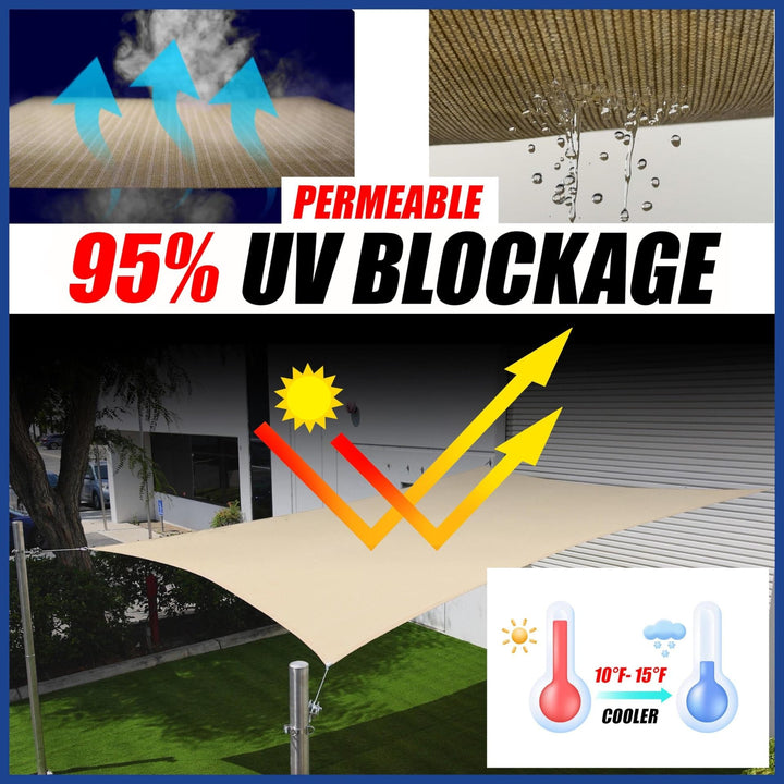 UV resistant triangular sunshade canopy for patio deck garden with reinforced corners and stainless steel fittings Stornfield