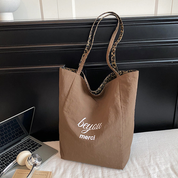 Spacious Leopard Print Tote Bag