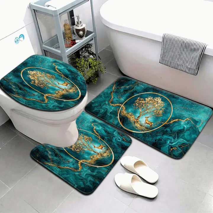 Artistic Marble Print Bath Mat Set