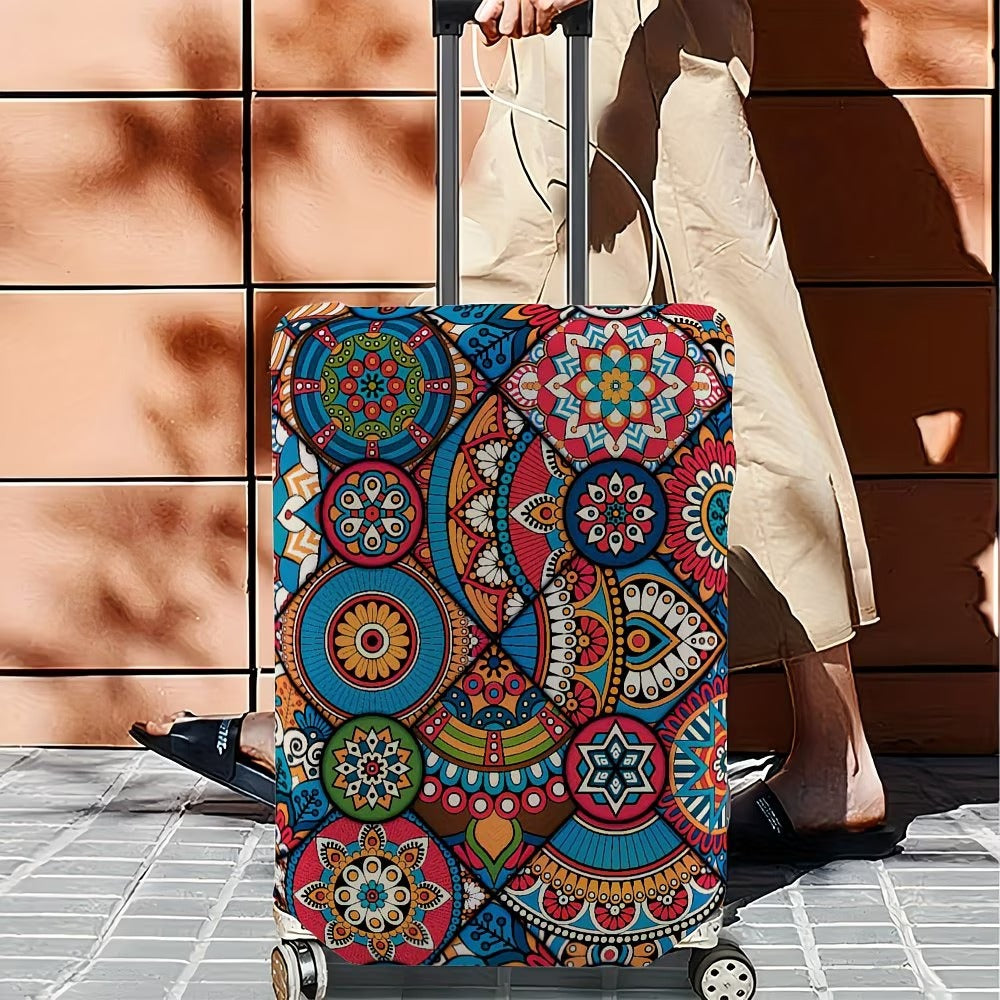 Unisex nan elastic suitcase cover with mandala pattern and telescopic handle compatibility Stornfield