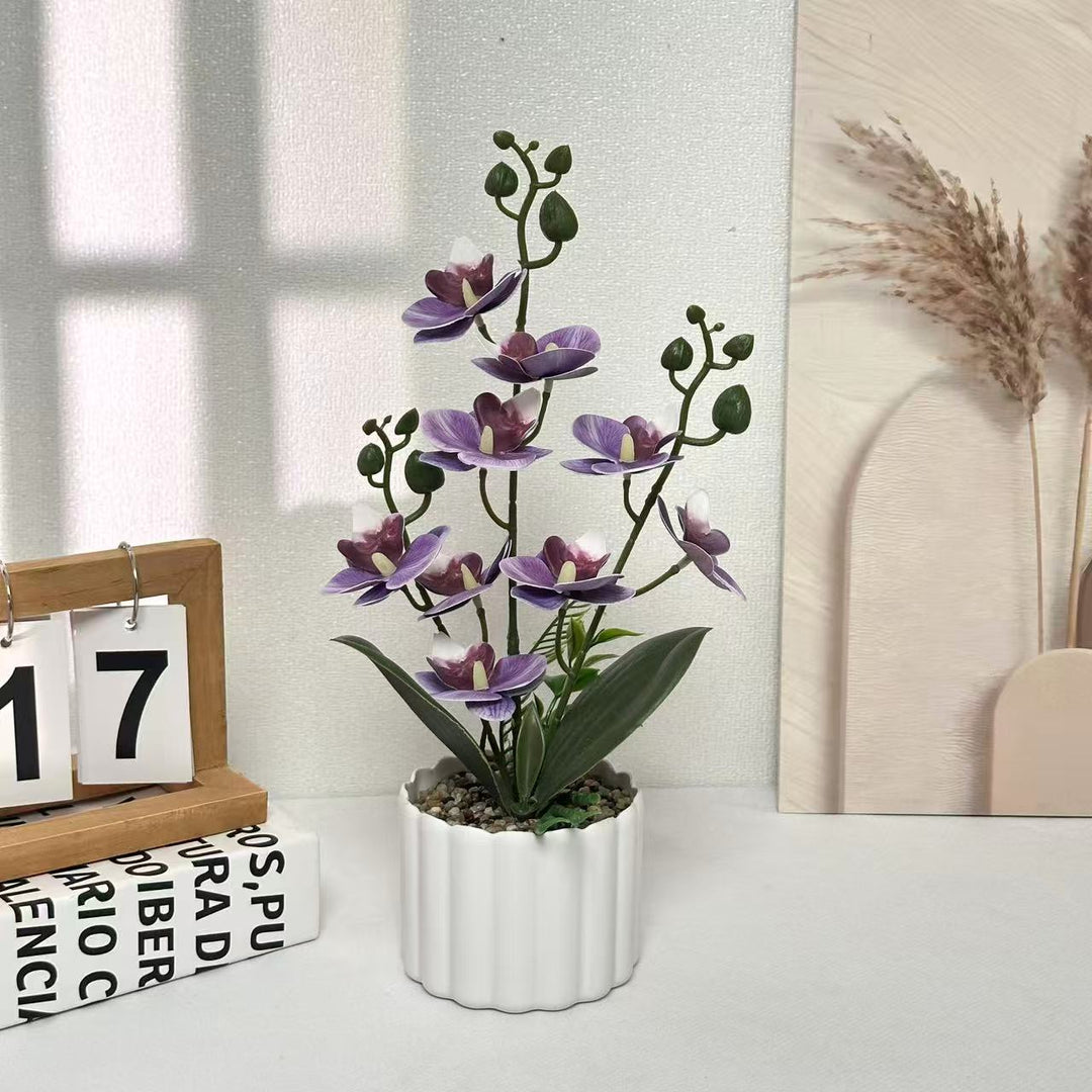 Elegant Faux Orchid Arrangement for Indoor Home Decor