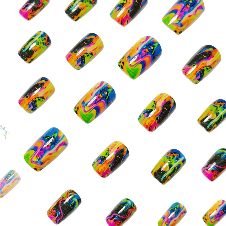 Artificial Nails In Dramatic Color Rush Stornfield