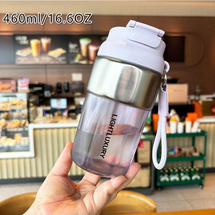Women insulated drinking bottle with non-slip silicone ring and integrated straw Stornfield