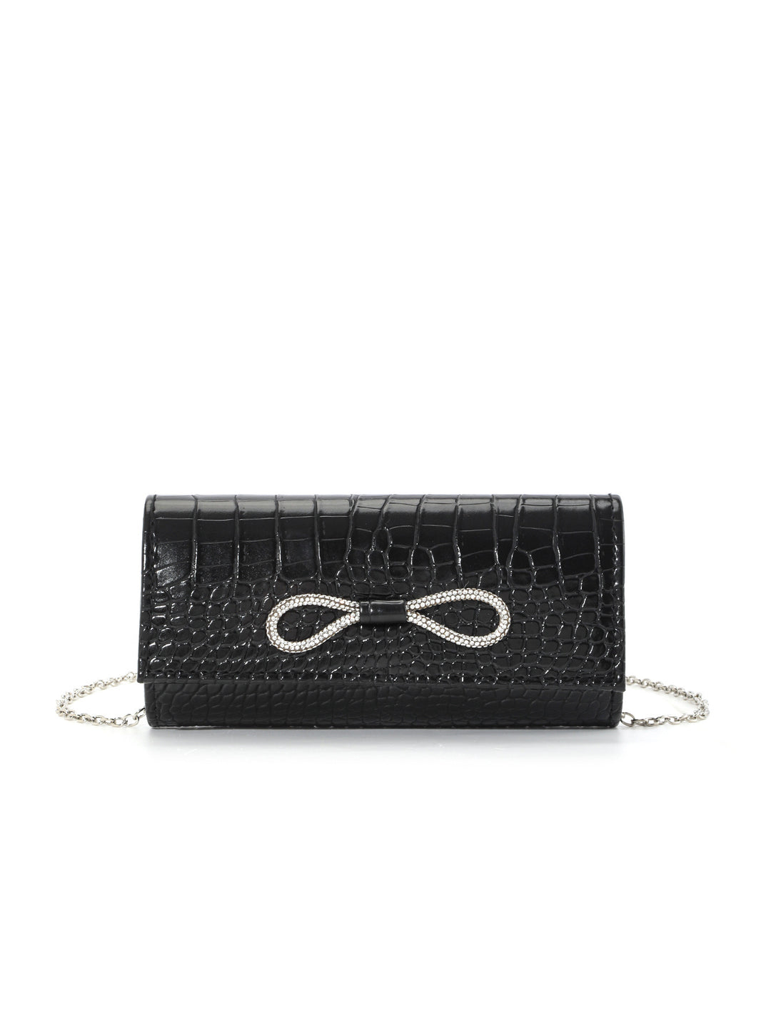 Crocodile-Embossed Evening Clutch