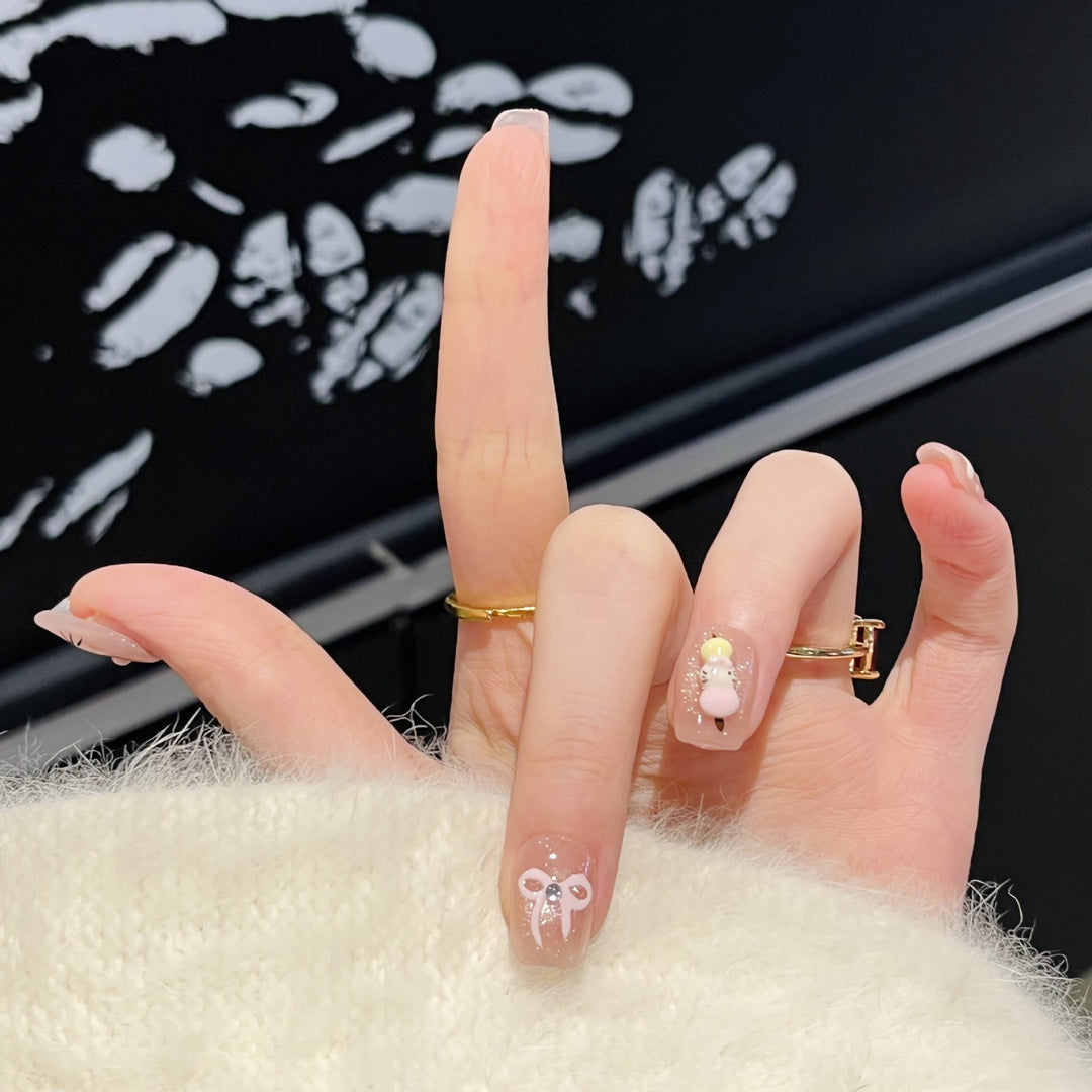 Whimsical Cartoon Character Press-On Nail Art Set Stornfield