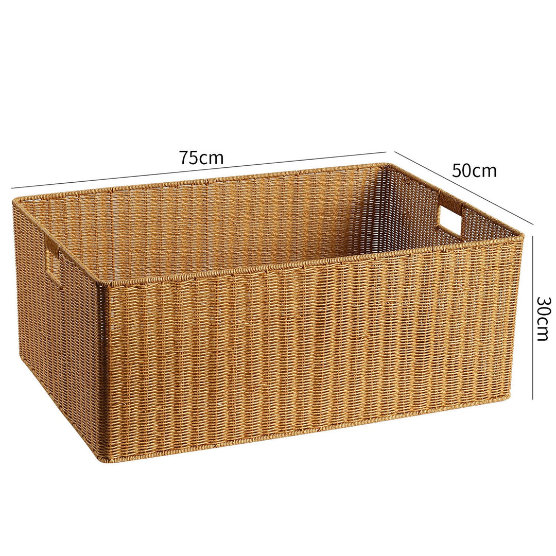 Handwoven Rectangular Storage Basket with Cut-Out Handles Stornfield