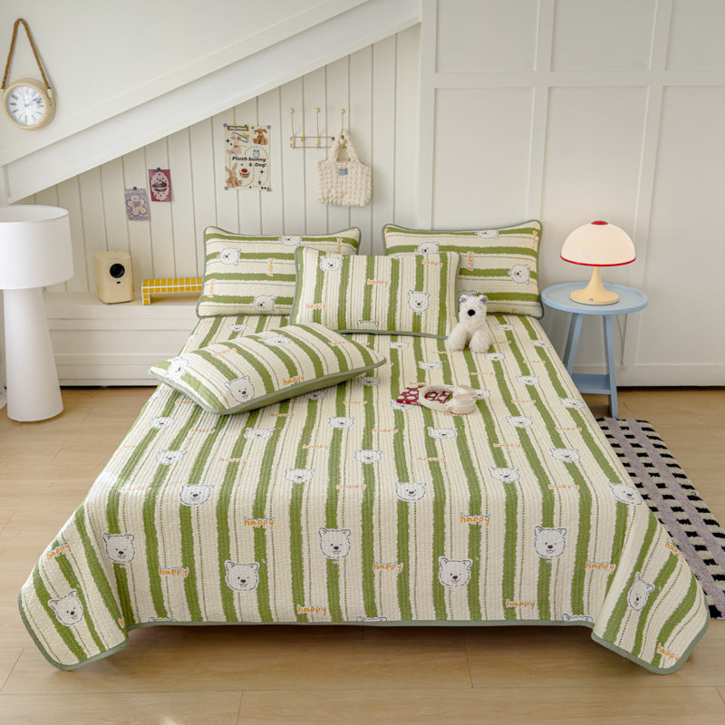 Lightweight Quilted Cotton Bedspread and Mattress Coverlet Set