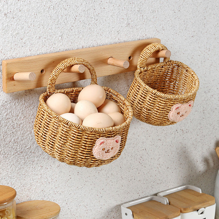 Handwoven Decorative Storage Basket with Cute Bear Emblem Stornfield