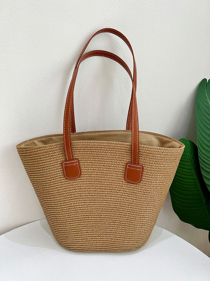 Classic straw bag with leather accents Stornfield