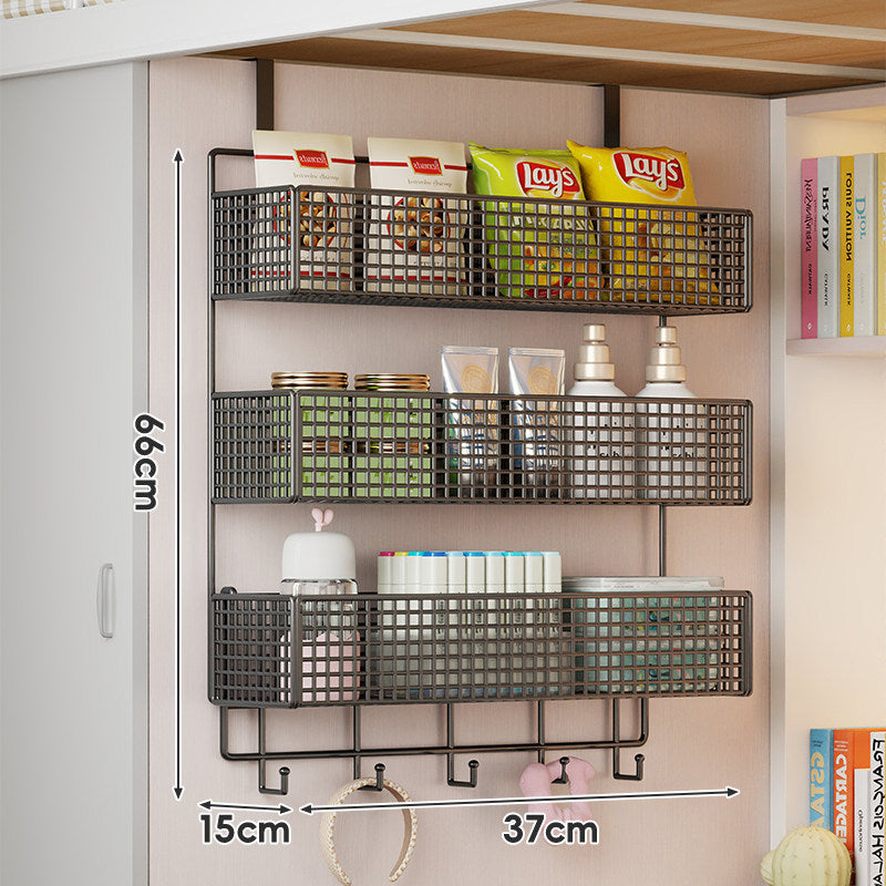 Under-Shelf Double-Tier Ventilated Mesh Hanging Storage Basket for Pantry and Bathroom