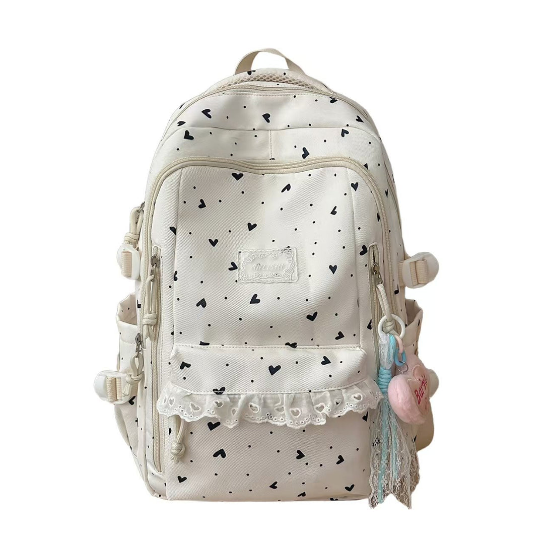 Heart-Patterned Multi-Compartt Backpack Stornfield