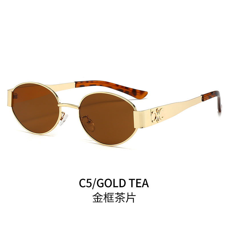 Women's designer sunglasses with elegant oval frame and unique accents Stornfield