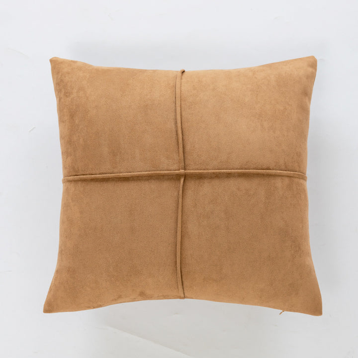 Plush Faux Fur Ribbed Grid Square Throw Pillow with Channel-Quilt Texture