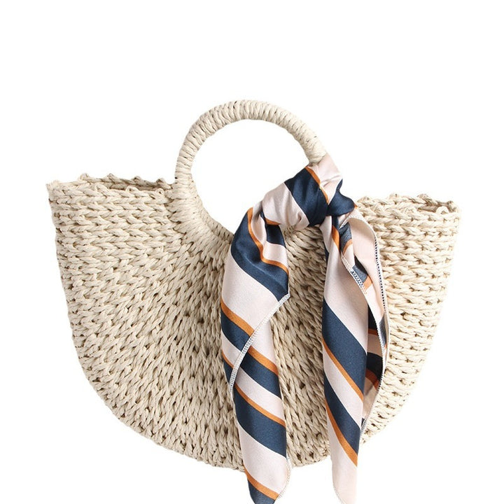 Braided basket bag with elegant silk scarf Stornfield
