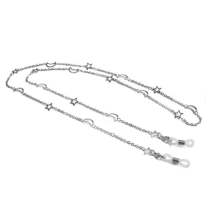 Fashionable glasses holder chain with star and moon motifs Stornfield