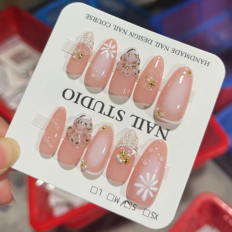 Handcrafted Floral Pattern Press-On Nails Stornfield