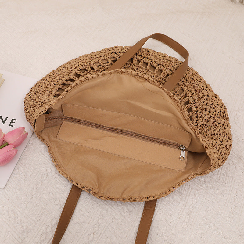 Handmade macrame tote bag with leather handles Stornfield