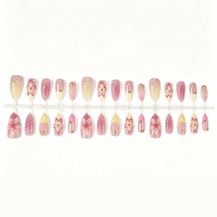 Decorative Floral-Embellished Press-On Nail Set