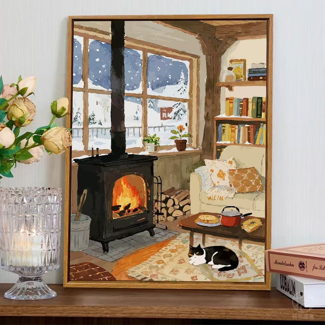 Cozy Fireplace Scene Wall Art Stornfield