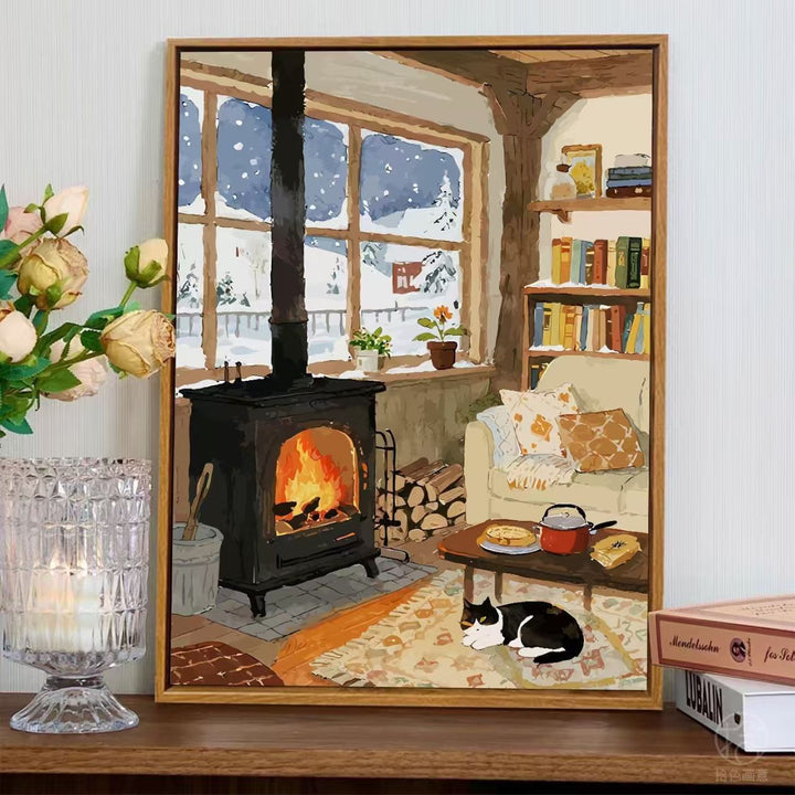 Cozy Fireplace Scene Wall Art Stornfield