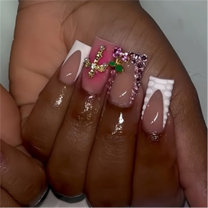 Artistic Press-On Nail Set with Premium Embellishments Stornfield
