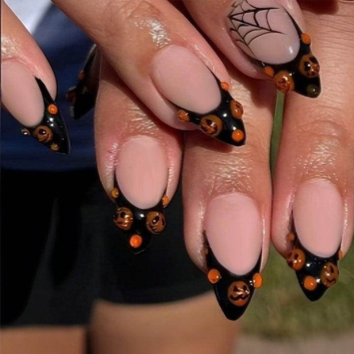 Halloween Art Nail Set with Creative Pumpkin and Spider Designs Stornfield