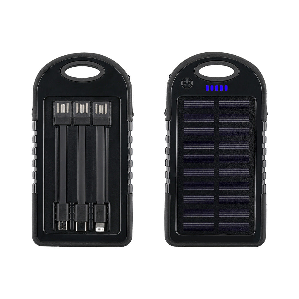Portable Solar Power Bank with Integrated Cable Management and Fast Charging Function Stornfield