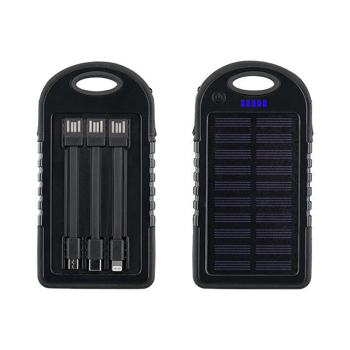 Portable Solar Power Bank with Integrated Cable Management and Fast Charging Function Stornfield