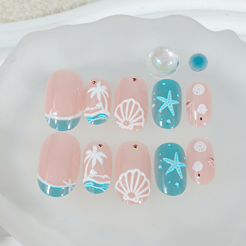 Artificial nail set with maritime details Stornfield
