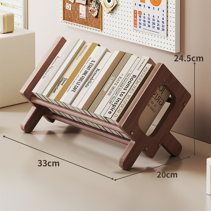 Angled Bamboo Desktop Book and Magazine Rack with Non-Slip Rods