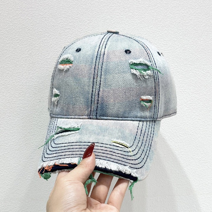 Women's Distressed Denim Baseball Cap Stornfield   1784084142