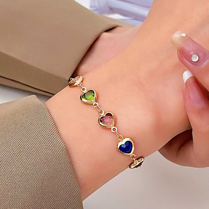 Heart-Shaped Gemstone Charm Bracelet Stornfield