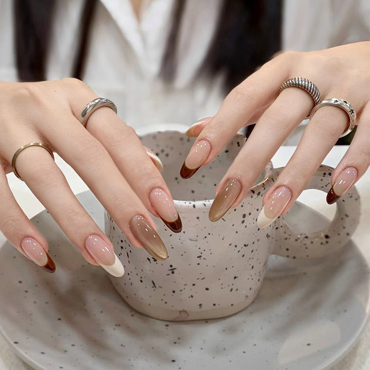 Almond-Shaped Press-On Nails with Elegant Gradient Design Stornfield