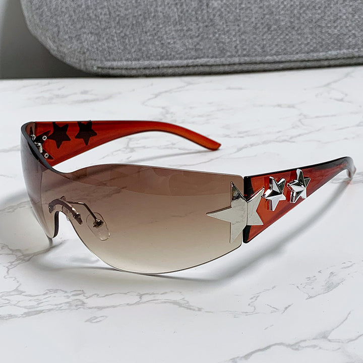 Women's stylish sports sunglasses with half-frame and striking star accents Stornfield