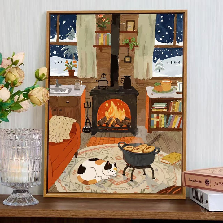Cozy Fireplace Scene Wall Art Stornfield