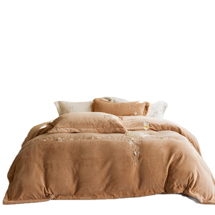 Embroidered Cutwork Cotton-Linen Duvet Cover Set with Decorative Pillow Shams